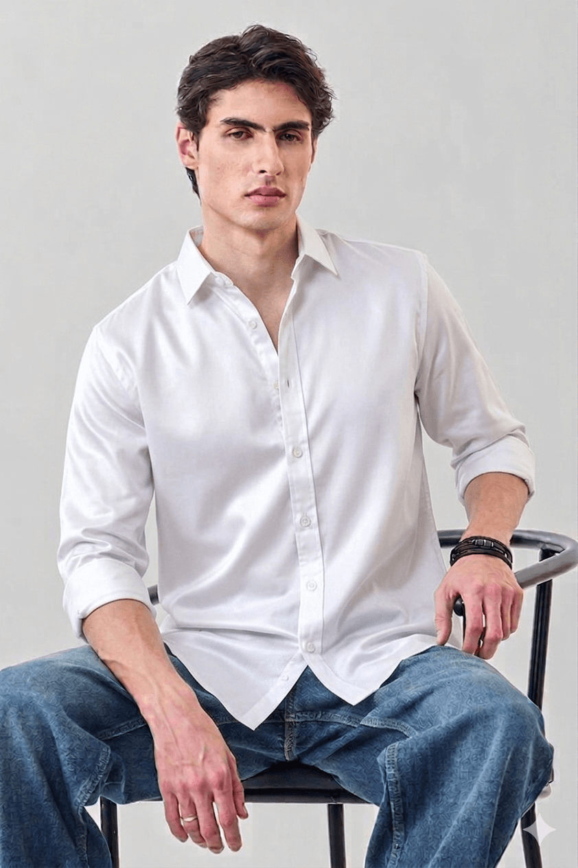 Loyan Premium White Plain Shirt – Classic Fit, Breathable Cotton